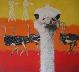 Karoo Landscape with Ostrich